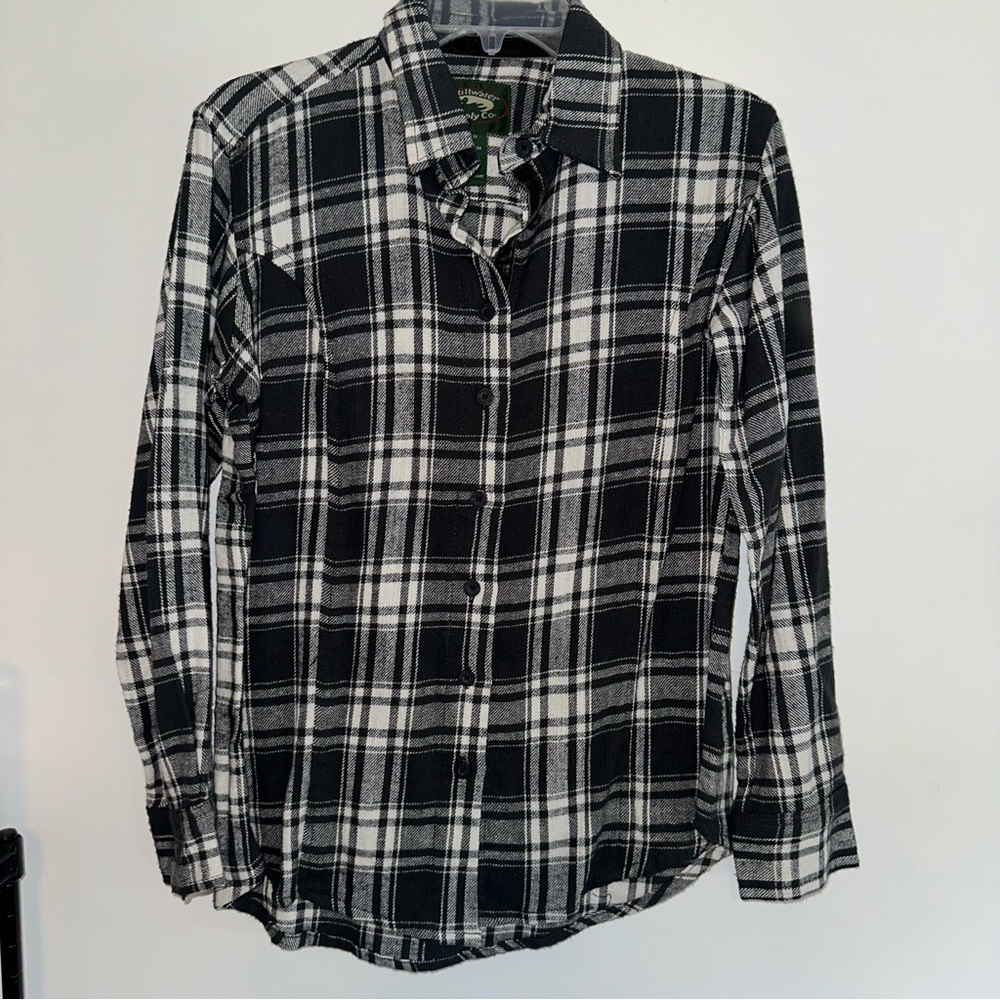 Black and White Plaid Button Down Flannel - Never Worn